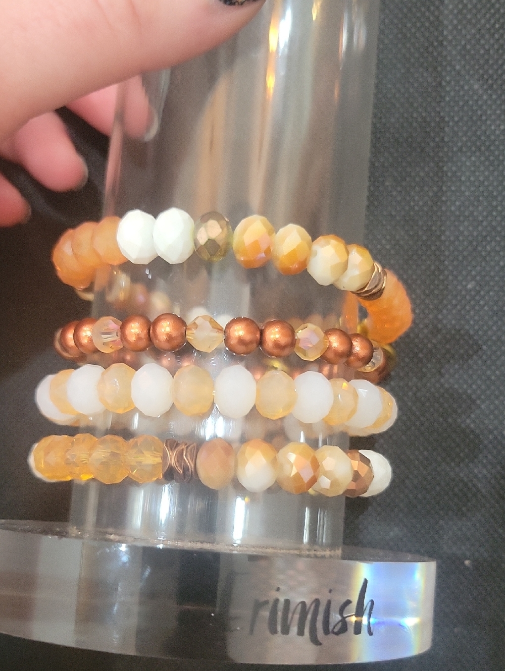 Erimish Amber & White Beaded Stack Bracelet Set for Women